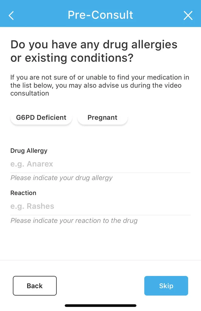 Pre-consult questions